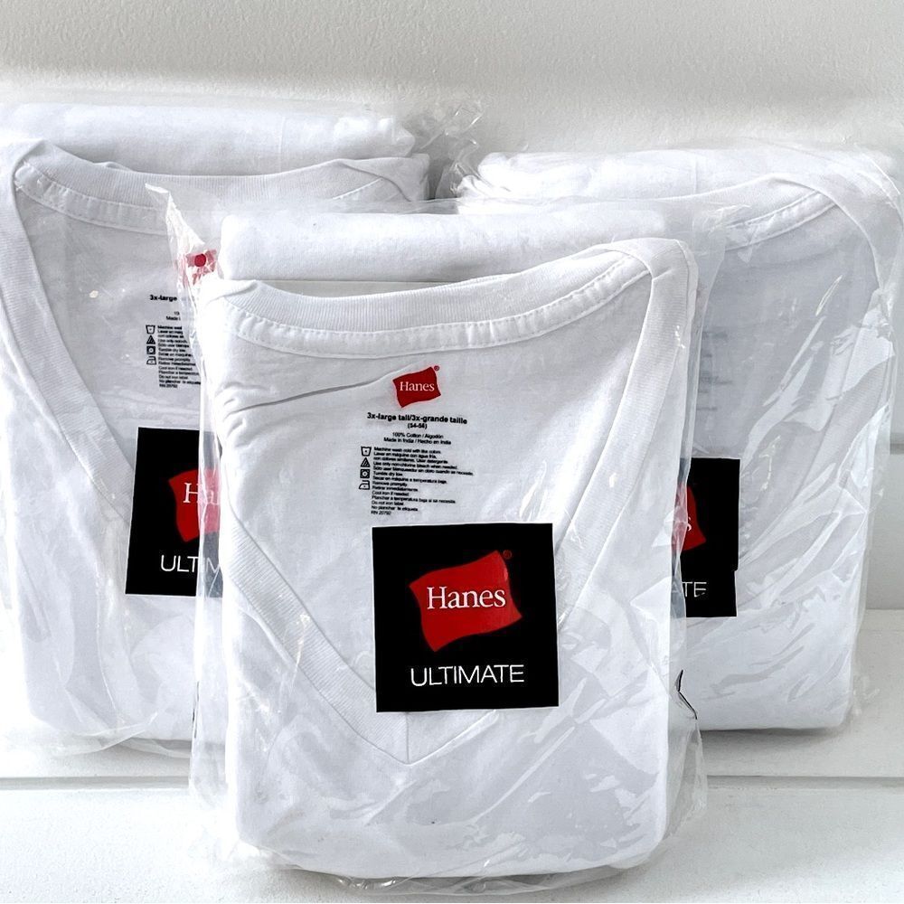 Hanes Stretch Cotton 3-pack V-Neck Undershirts Lot of 3 Packs - 9 Shirts 3 XL